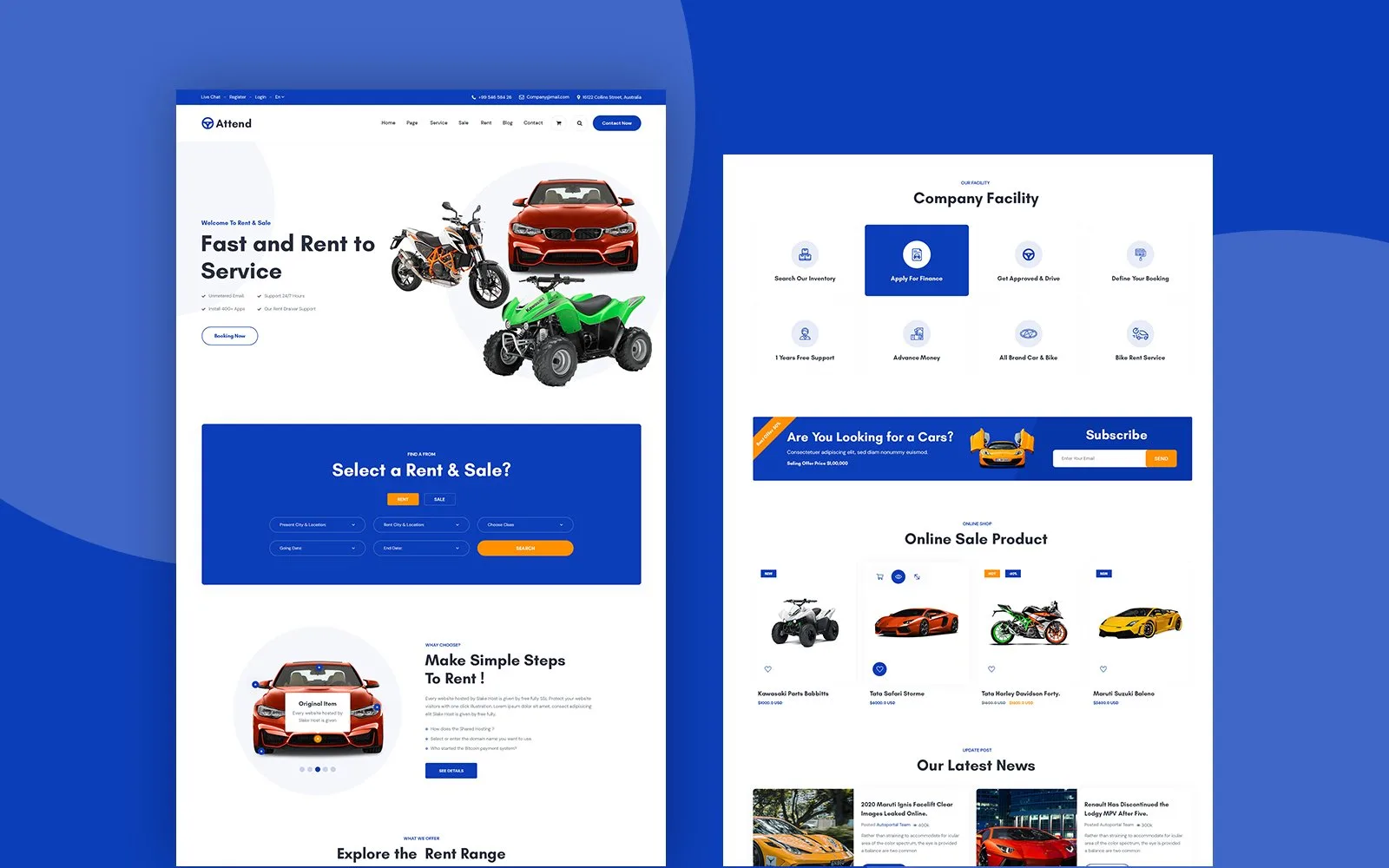 Attend – Car Service PSD Template