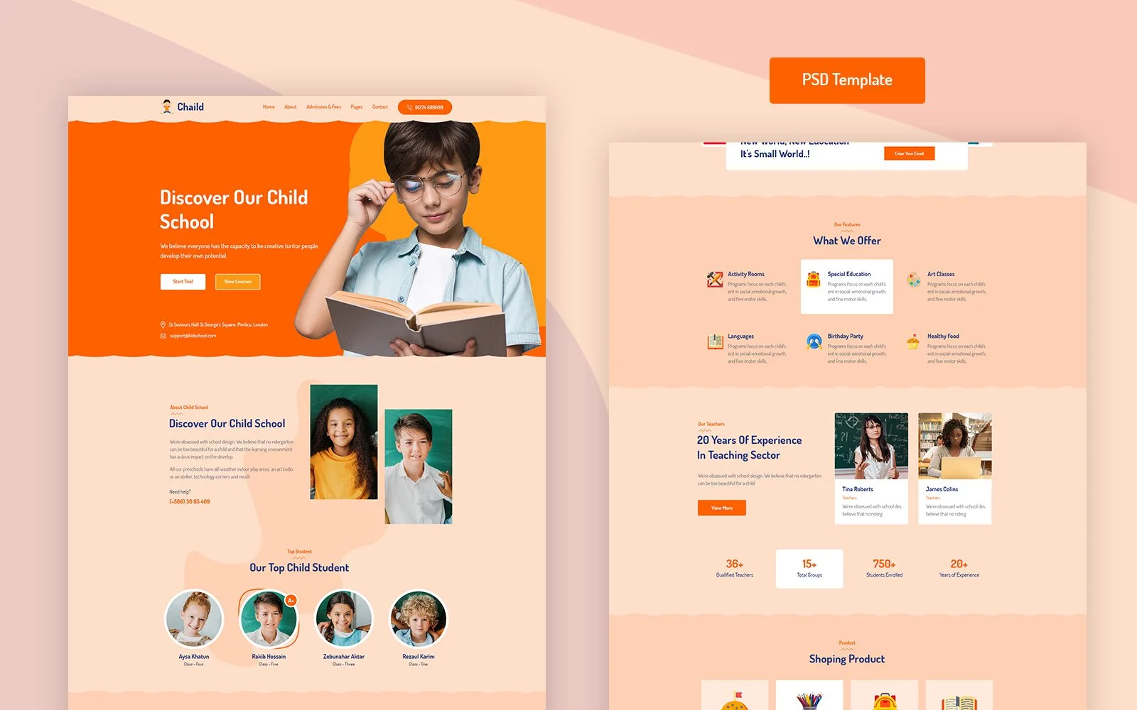 Chaild – Child School Education PSD PSD Template