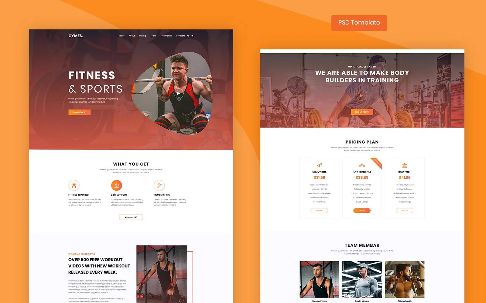 Gymes – Fitness and Gym PSD PSD Template