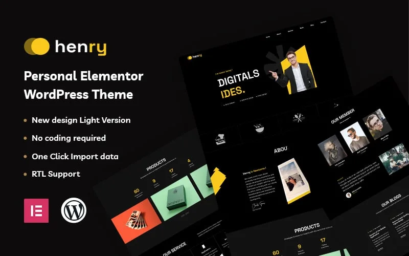 Henry – Personal Elementor WordPress Theme