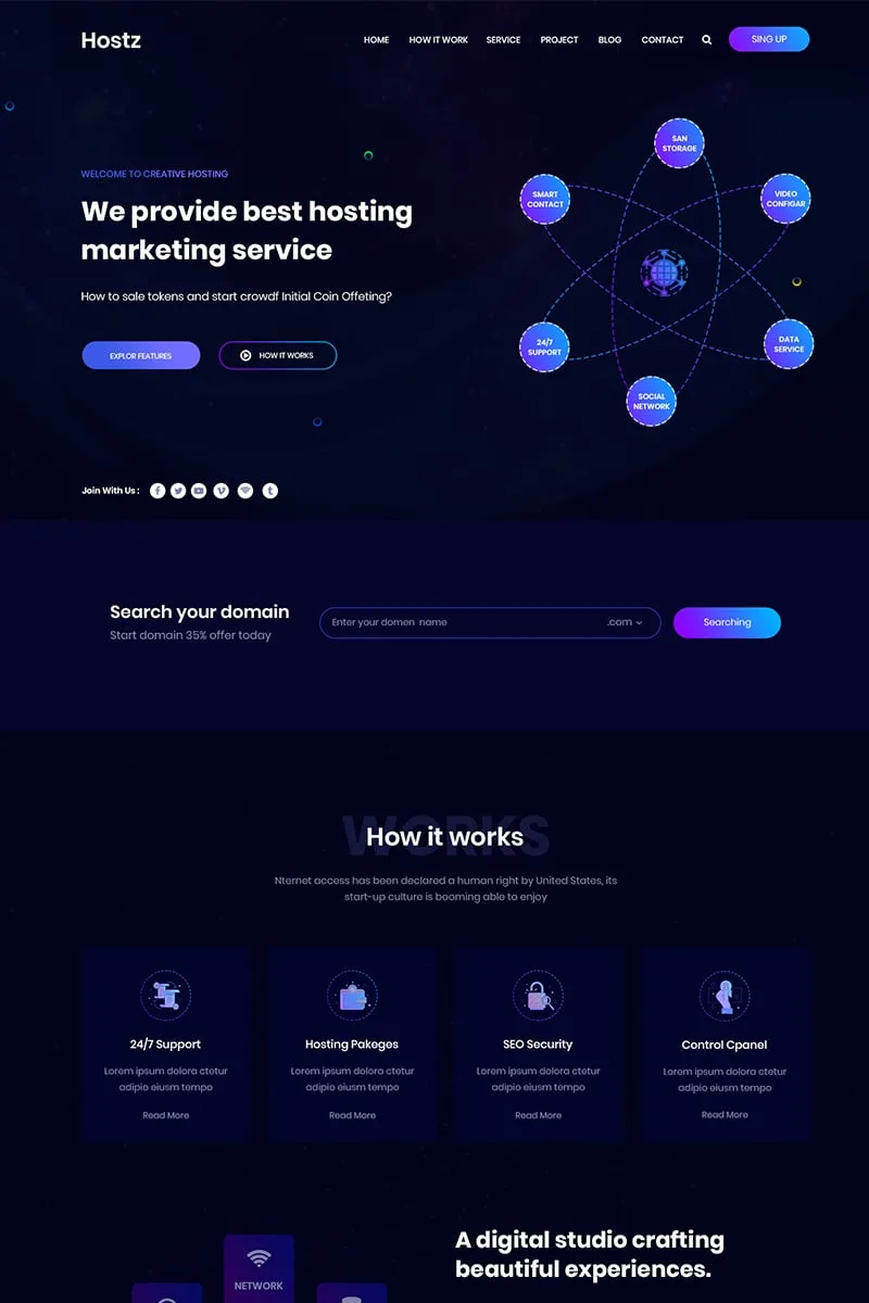 Hoarz – Hosting PSD Template