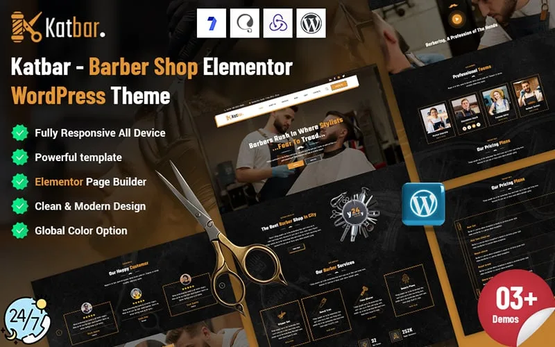 Katbar – Barber Elementor WordPress Theme