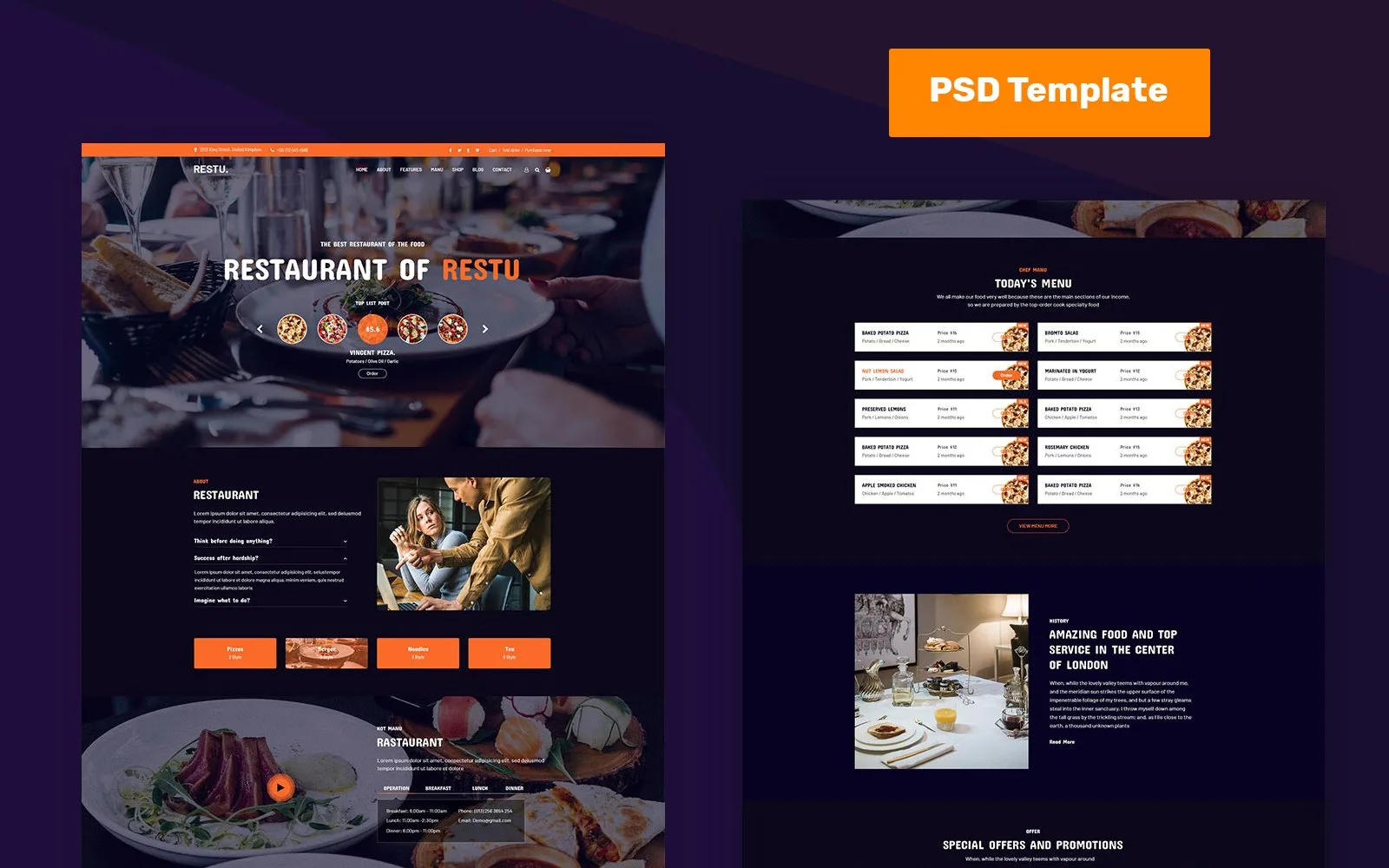 Restu – Restaurant PSD Template