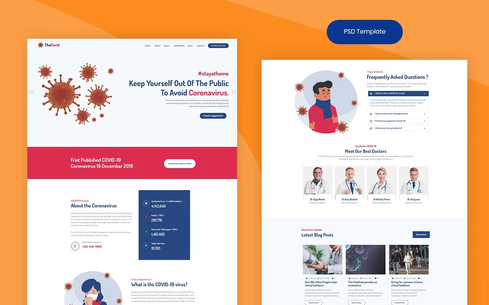 Thecorid – Corona Virus(Covid-19) PSD PSD Template